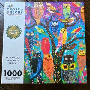 1000 pc puzzle-Owl Oasis:The Vibrant Perch